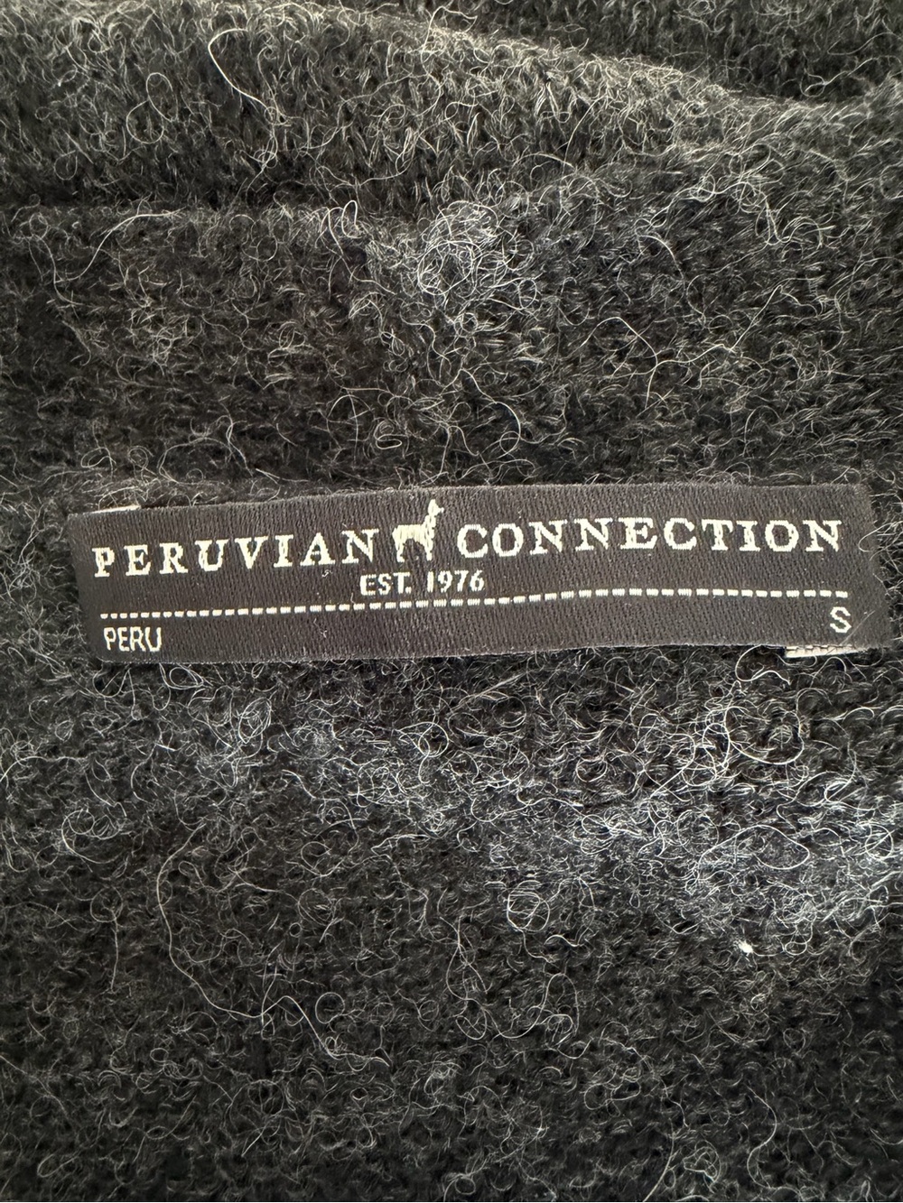 Peruvian Connection Baby Alpaca Blend Fuzzy V-Neck Sweater Gray 8296 - Picture 6 of 9